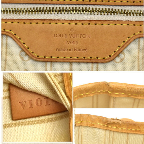 Louis Vuitton Neverfull Tote Bag Damier Azur White Canvas Leather - Picture 9 of 9